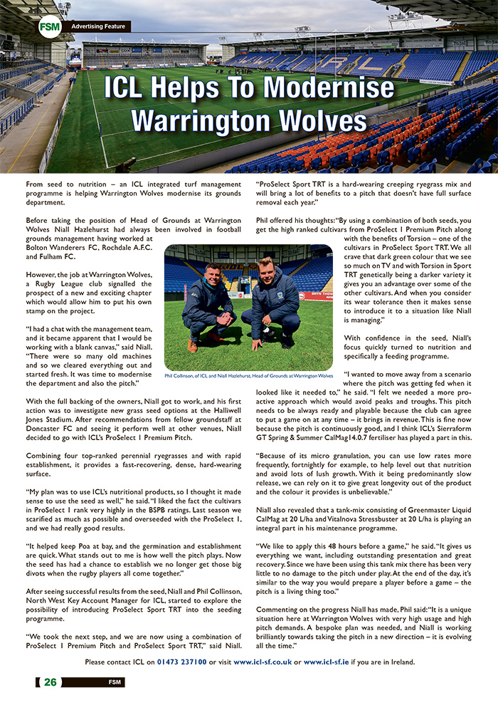 ICL Helps To Modernise Warrington Wolves