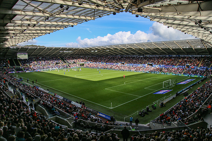 A football match at Swansea City AFC stadium