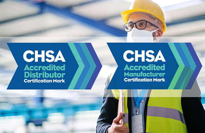 CHSA logos: Accredited Distributor, and Accredited Manufacturer