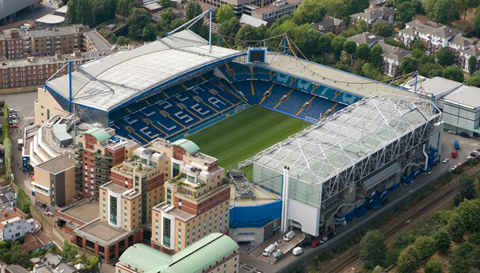 Chelsea FC's stadium as seen from the air