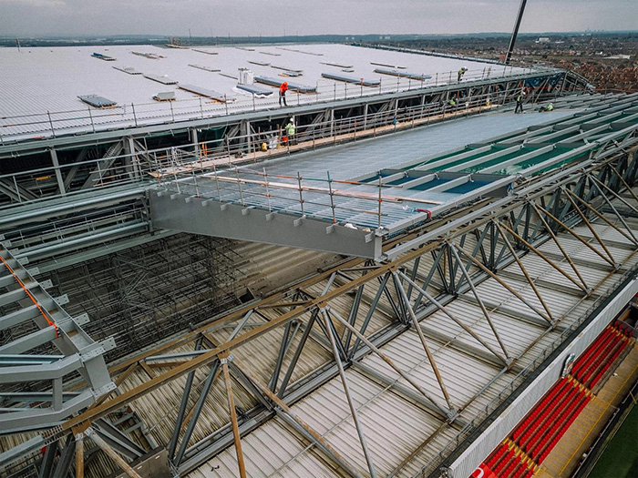 Construction at Liverpool FC's Anfield Road stadium