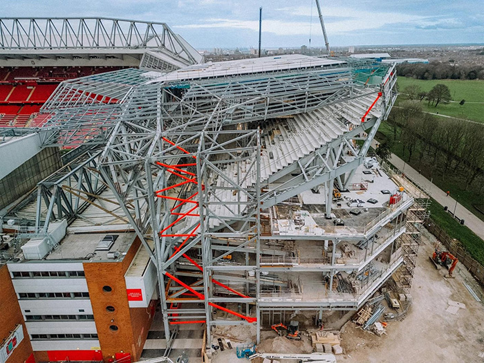 The expansion at Liverpool FC's Anfield Road stadium is making good progress