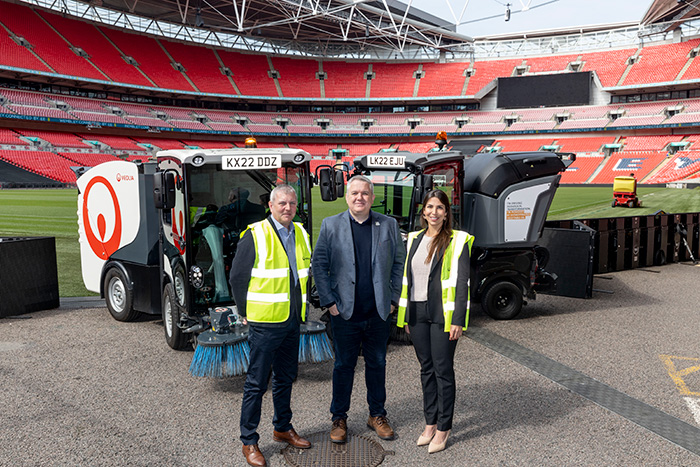 Pictured from left to right: Andrew Reidy - Veolia General Manager North London, Liam Boylan - Stadium Director, Gisela Endres - Veolia Senior Contract Manager