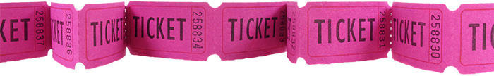 A strip of tickets to access and event