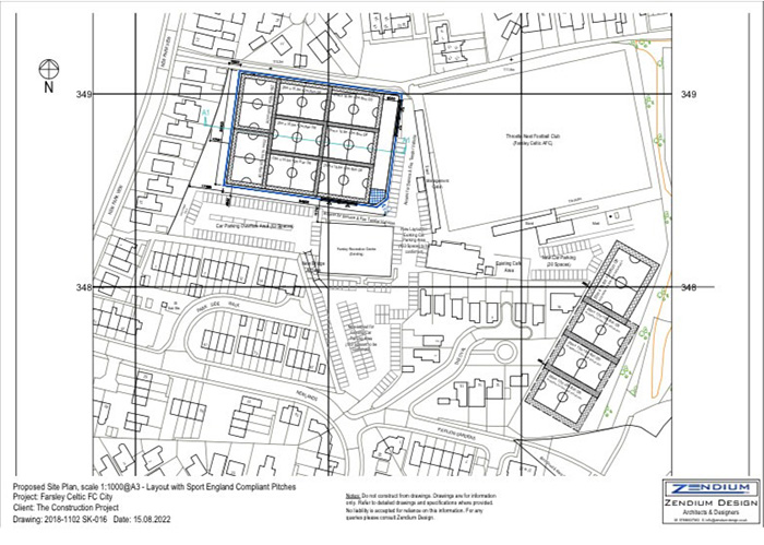 Proposed Site Plan of the work intended at Farsley Celtic Football Club