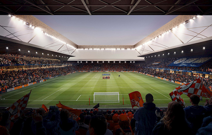 Imagining of new stadium for Luton Town Football Club by AND Architects