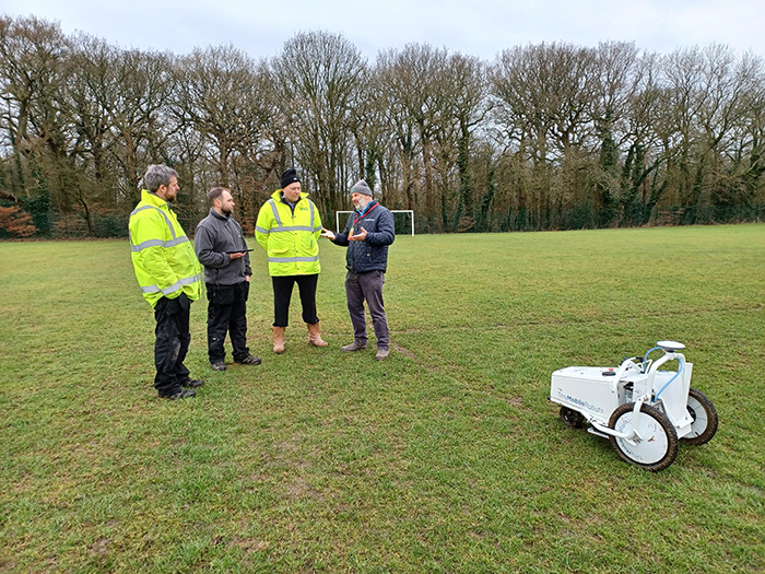 Instruction being provided on the use of the TinyMobileRobot from Origin Amenity Solutions (OAS) at Penwortham Priory Academy