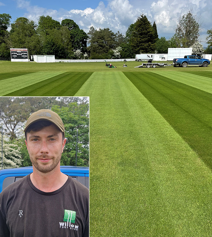 Willow Turf Care's work on a Cricket Pitch, using Johnsons J Premier Wicket