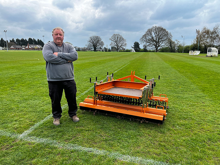 Duncan Austin, Head Groundsman at Prees Cricket and Recreation Club in Shropshire with his new SISIS Quadraplay