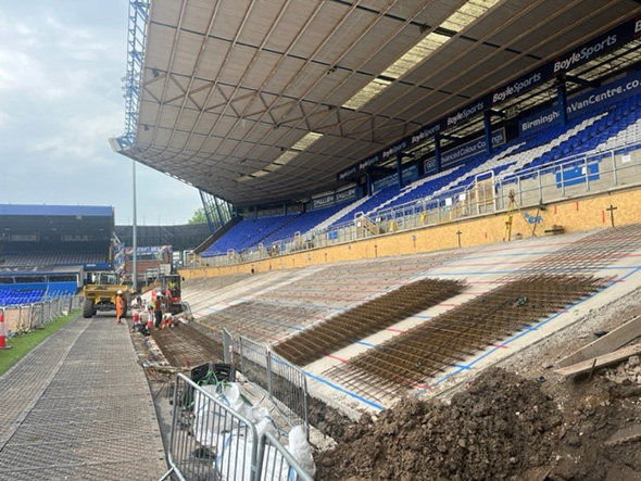 Construction work at St. Andrew's Stadium