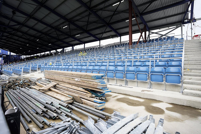 Installation of the safe standing seating at Portsmouth FC