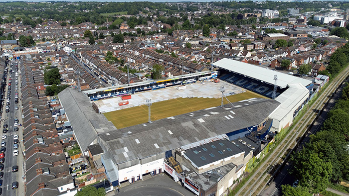 An aerial image of the outside of Kenilworth Road, Luton-Town's stadium