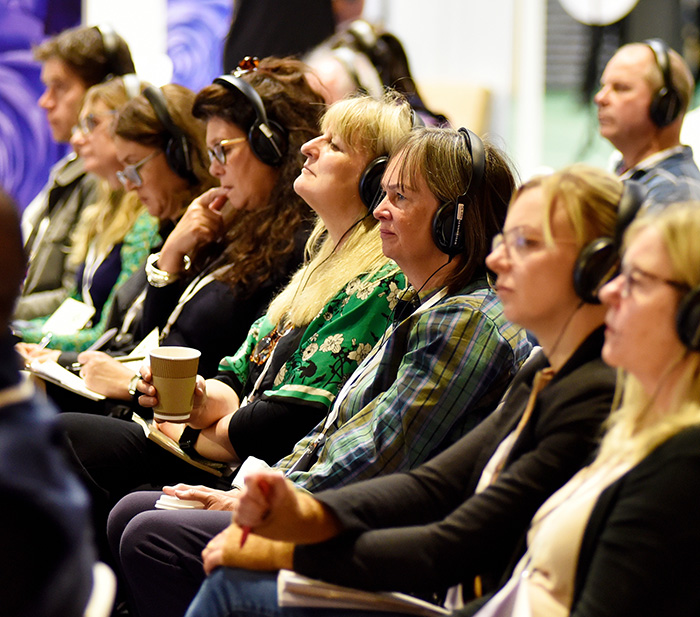 Audience members listening to a presentation at LANDSCAPE – The Industry Trade Show