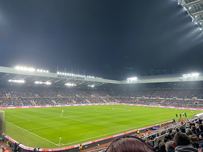 A football match being held inside Newcastle United's St James' Park 