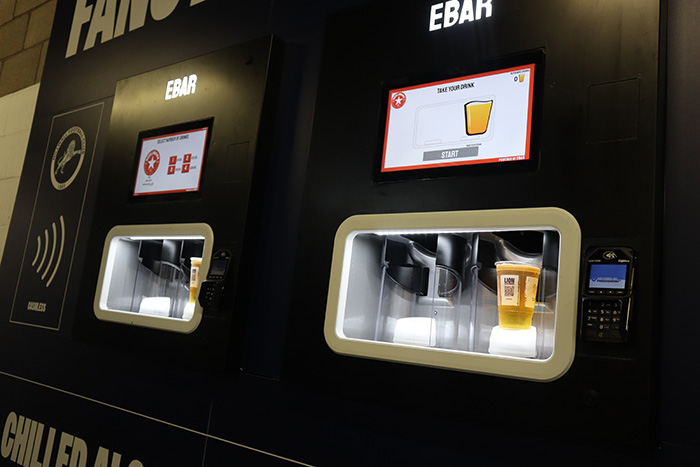 A Ebar Beerwalls vending machine in action