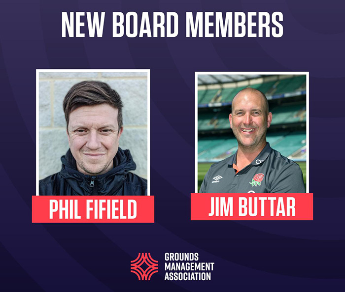 The two new GMA board members: Jim Buttar, Grounds and Technical Operations Lead at the Rugby Football Union, and Phil Fifield, Head Grounds Person at Brighton & Hove Albion Football Club
