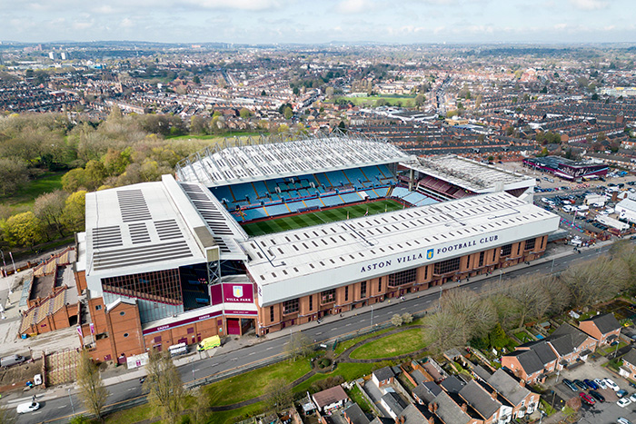 An aerial image of Villa Park Football Club