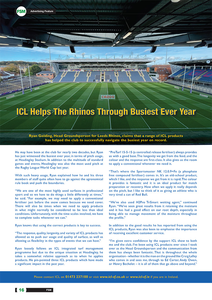 ICL Helps The Rhinos Through Busiest Ever Year