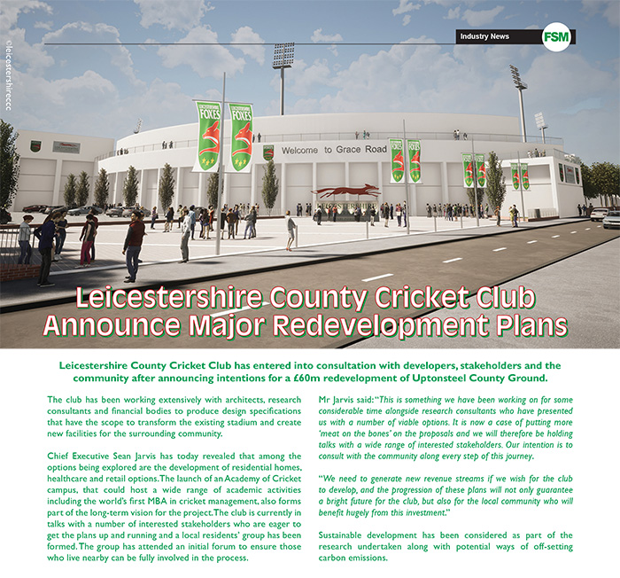 Leicestershire County Cricket Club Announce Major Redevelopment Plans
