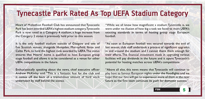 Tynecastle Park Rated As Top UEFA Stadium Category