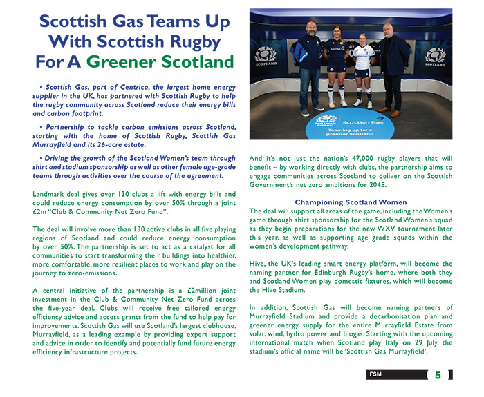 Scottish Gas Teams Up With Scottish Rugby For A Greener Scotland