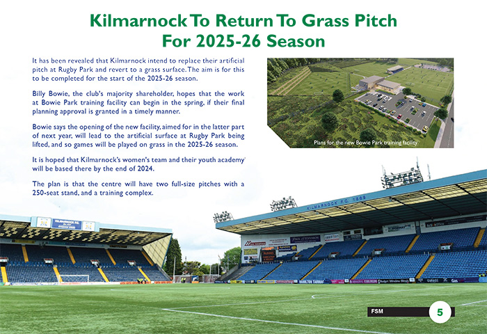 Kilmarnock To Return To Grass Pitch For 2025‑26 Season