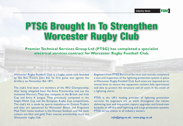 PTSG Brought In To Strengthen Worcester Rugby Club