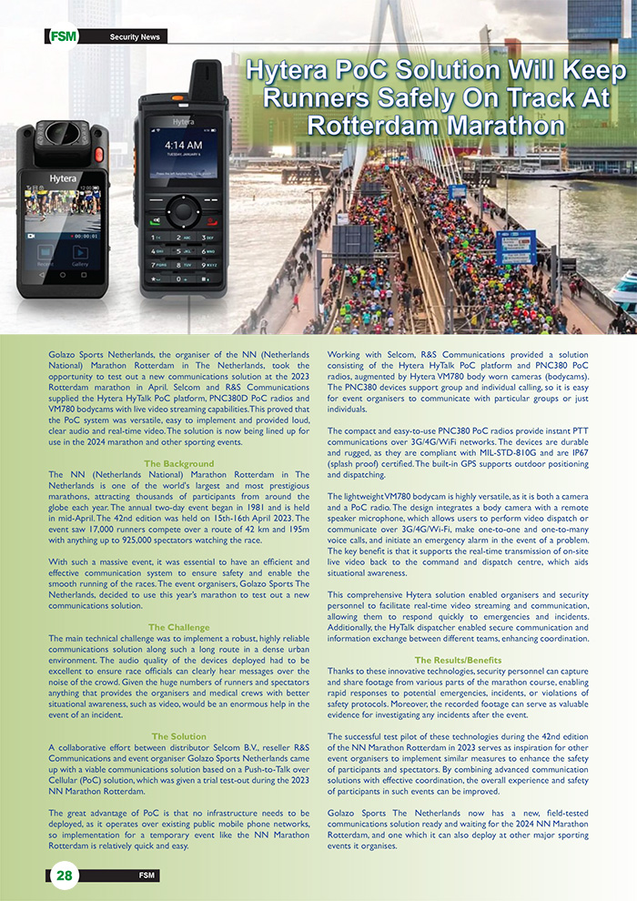 Hytera PoC Solution Will Keep Runners Safely On Track At Rotterdam Marathon
