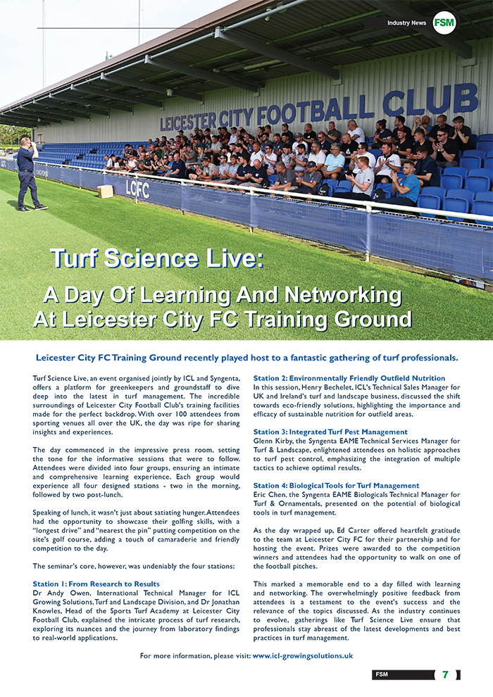 Turf Science Live: A Day Of Learning And Networking At Leicester City FC Training Ground