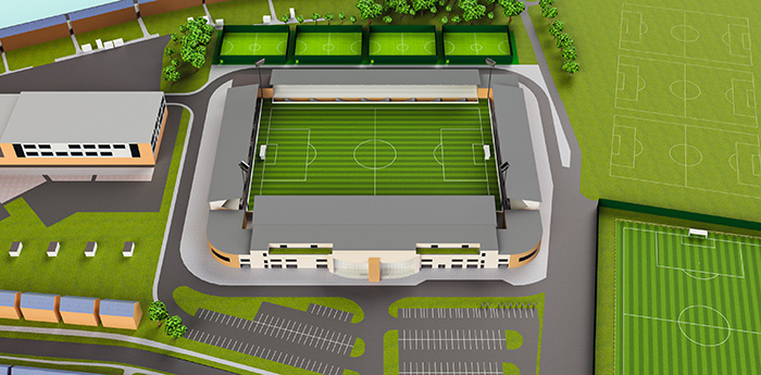 A CGI rendering of the proposed stadium