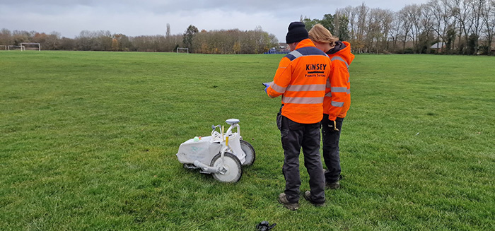 Kinsey Premiere Services Ltd using their TinyLineMarker GPS-guided robot