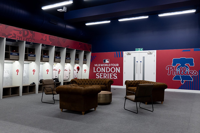 The Clubhouse for the Phillies at London Stadium