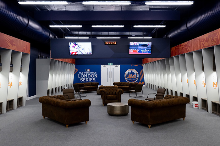 The Clubhouse for the Mets at London Stadium