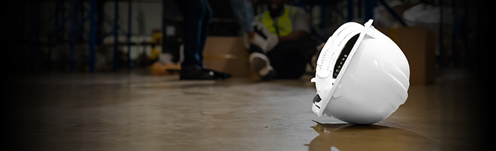 A hardhat on the floor following a series fall