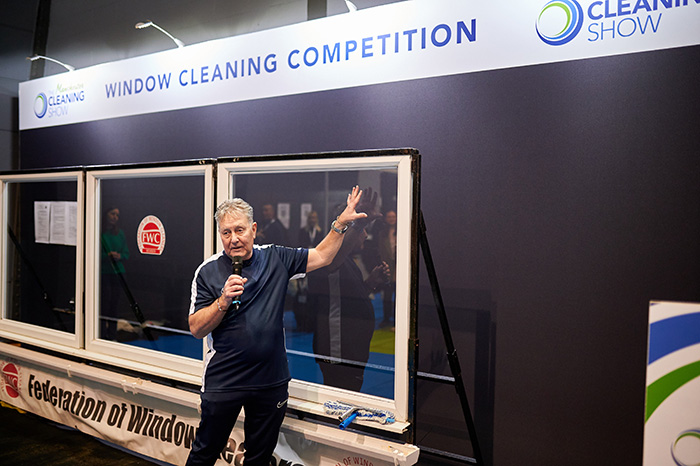 Terry Burrows explains the rules of the window cleaning competition