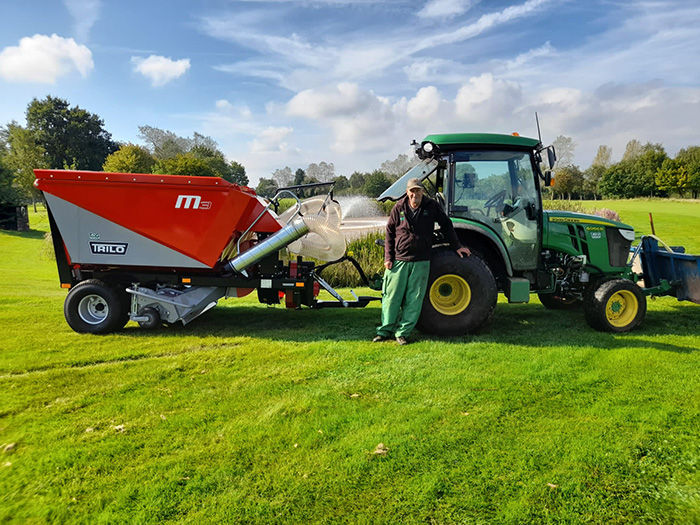 Andrew Halfpenny, Course Manager at Ombersley Golf Club, with the new Triolo M3 vacuum collector