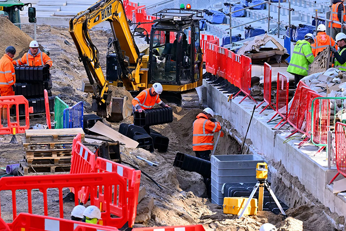 Construction team at work on the Pitch Preparation