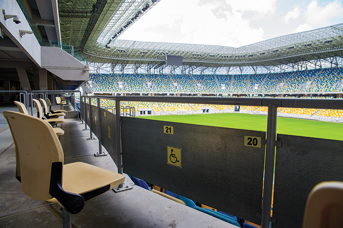 An excellent view of the football pitch from disabled-friendly seating