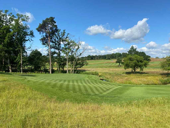 One of the greens at JCB Golf and Country Club in Rocester, Staffordshire