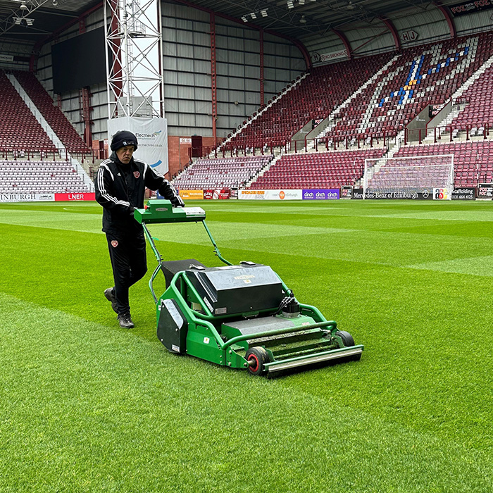 In a recent move towards greener practices, Heart of Midlothian F.C. has invested in a Dennis ES‑34R rotary mower.