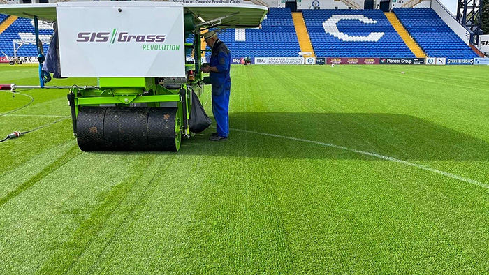 An SIS operative at work at Stockport County FC
