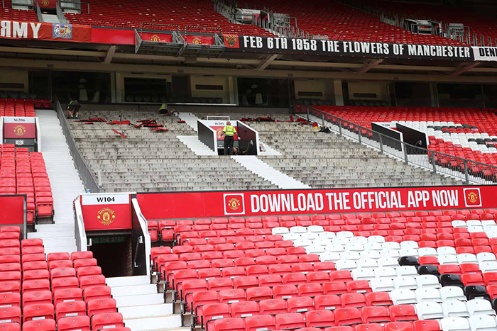 The exposed concrete at the Stretford End