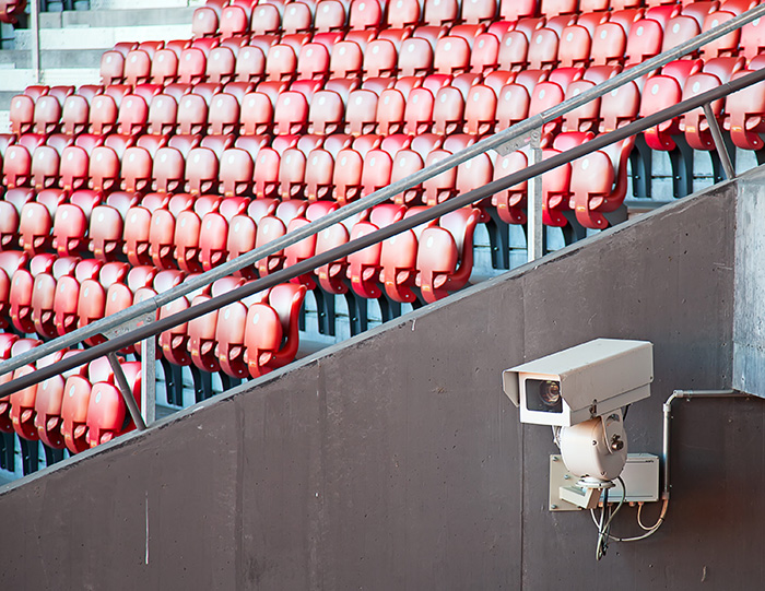 A security camera in a stadium