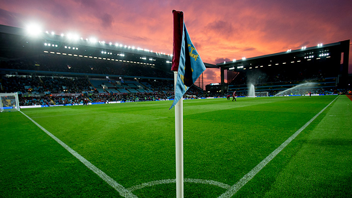 The football pitch being prepped at Villa Park