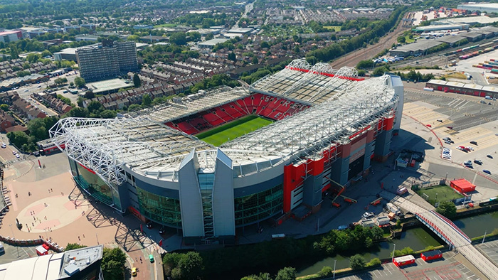 Manchester United's Old Trafford stadium seen from the air