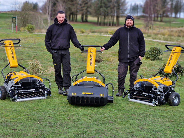 Three Infinicut pedestrian mowers at Bonnyton Golf Club