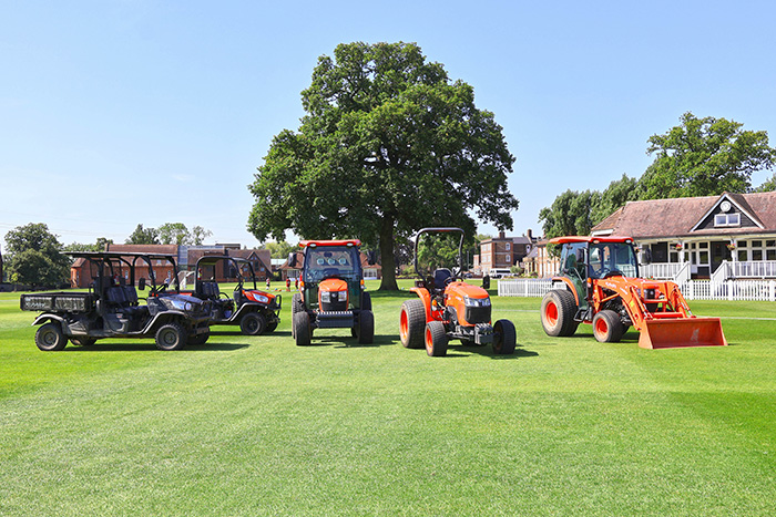 A line-up of the Kubota machines at Aldenham School