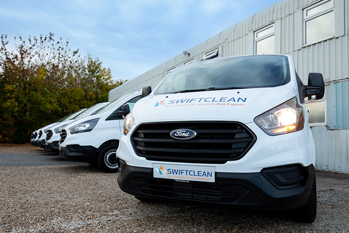 A row of Swiftclean vans