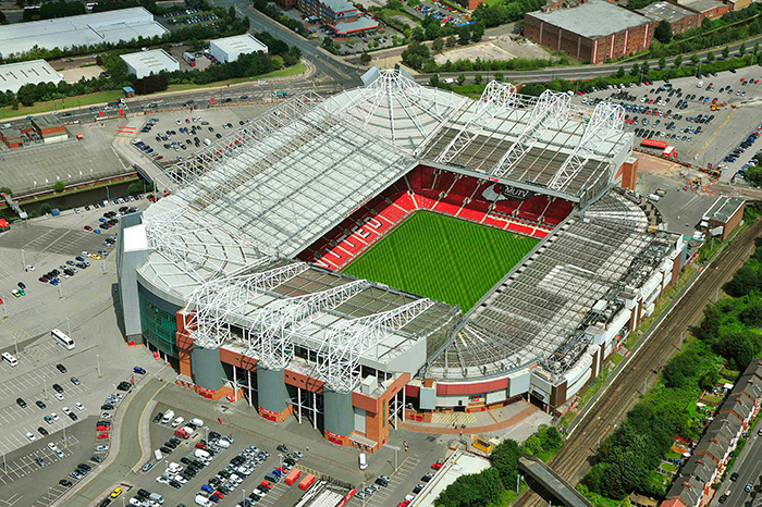 An aerial of Manchester United's Old Trafford stadium