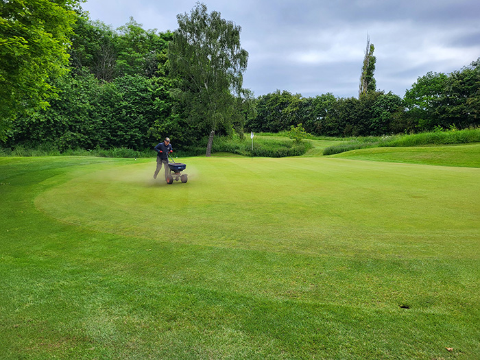 Suståne being sprayed at Ely City Golf Club